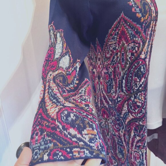 Ruby Rd. Open Front Long Sleeve Cardigan-Blue/Pink Mix-Size Medium-Casual-Long - Picture 9 of 16